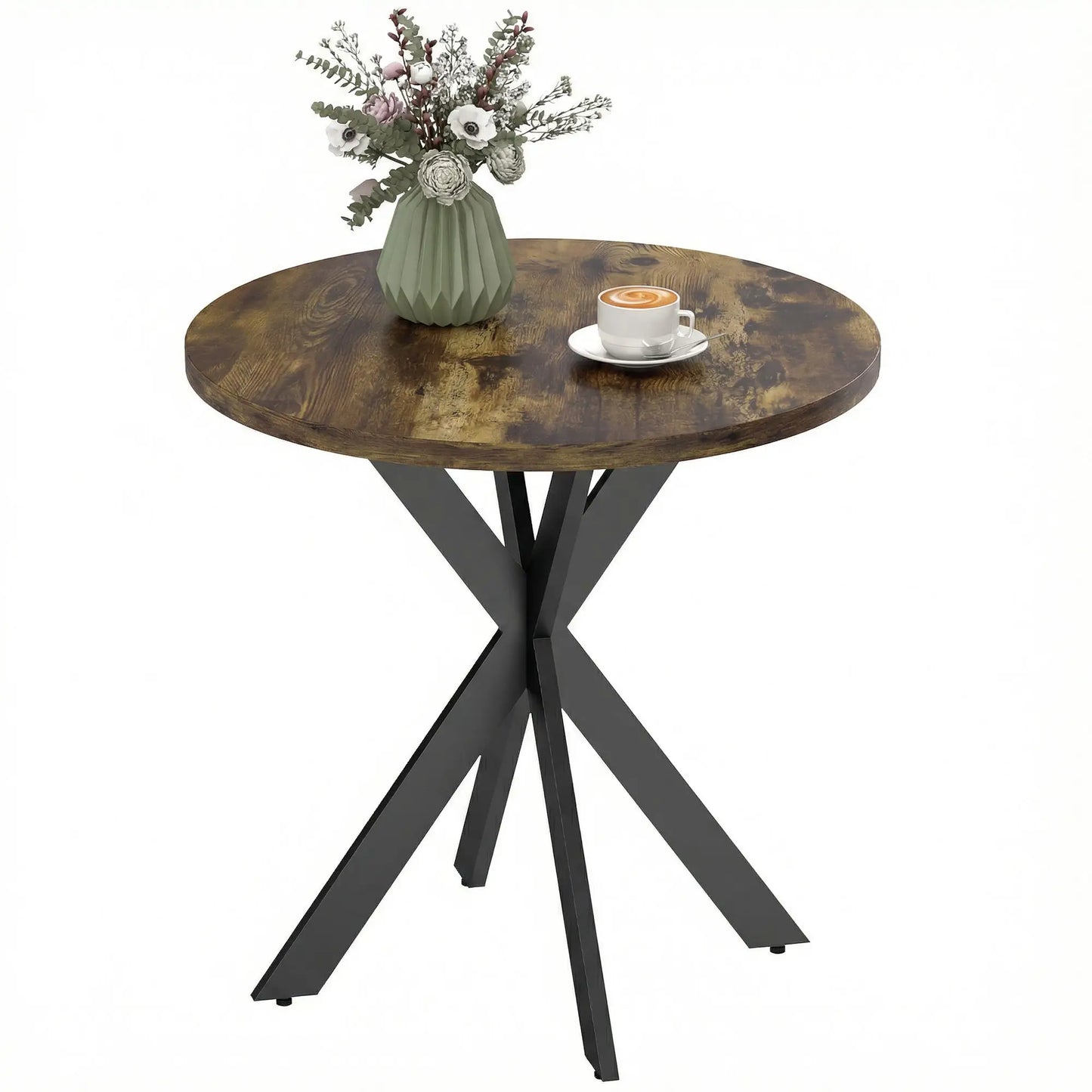 29" Round Dining Table, Steel Legs, Rustic Brown Dining Tables at Gallery Canada