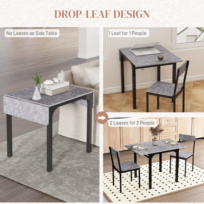 Foldable Dining Table Set for 2, Drop-Leaf Kitchen Table with 2 Chairs for Apartments, Studios, Natural Drop-leaf Dining Table Set Includes 2 Chairs