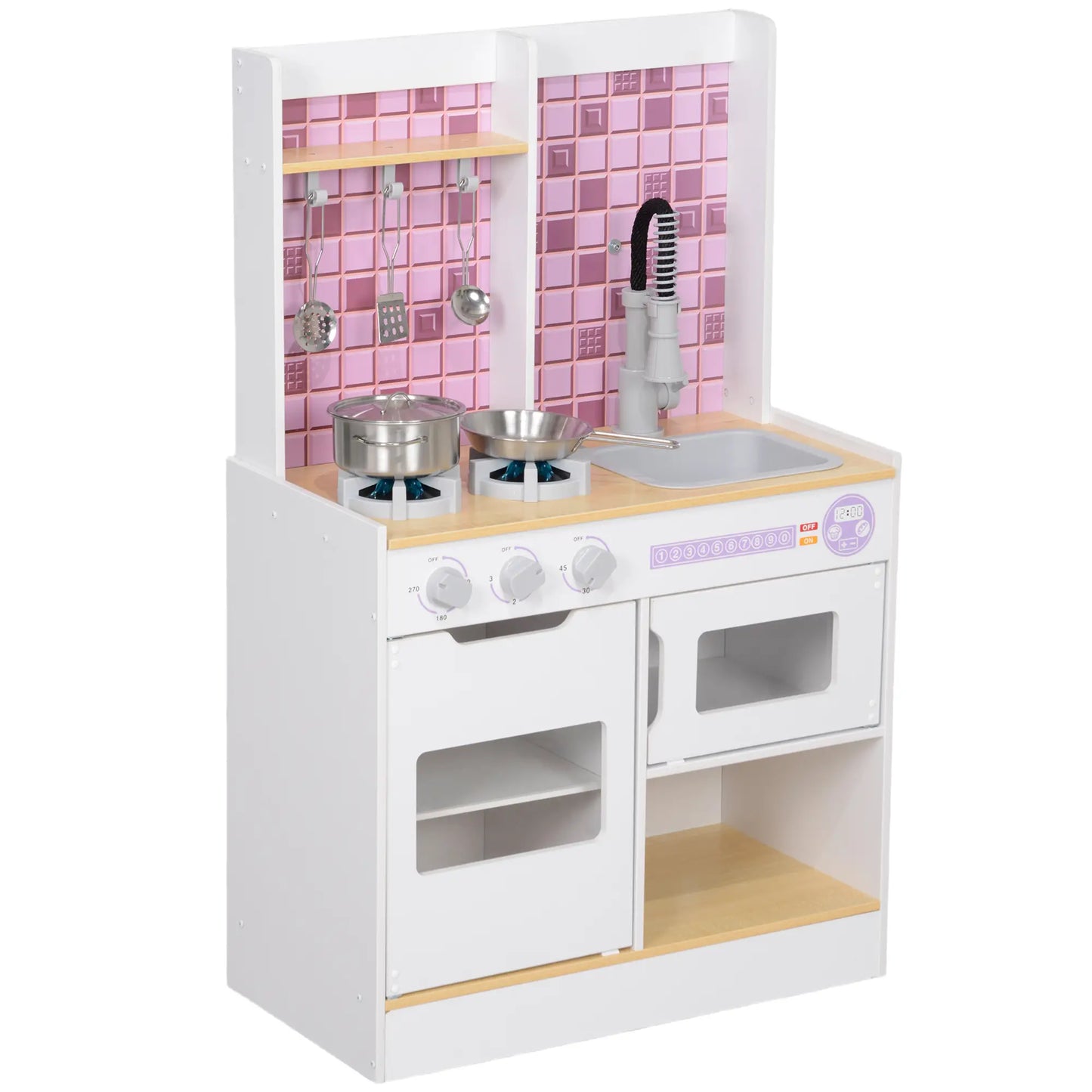 Kids Play Kitchen Set, Realistic Lights Sounds, Sink Oven Stove, White Play Kitchen at Gallery Canada