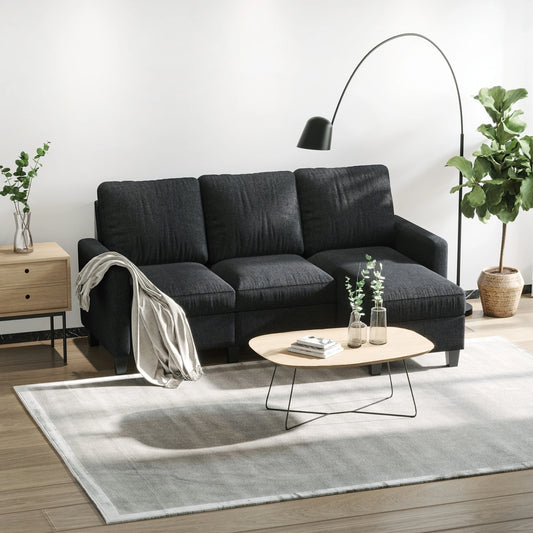 L-Shape Sectional Sofa with Ottoman, Living Room, Dark Grey Sofas & Reclining Chairs Dark Grey at Gallery Canada