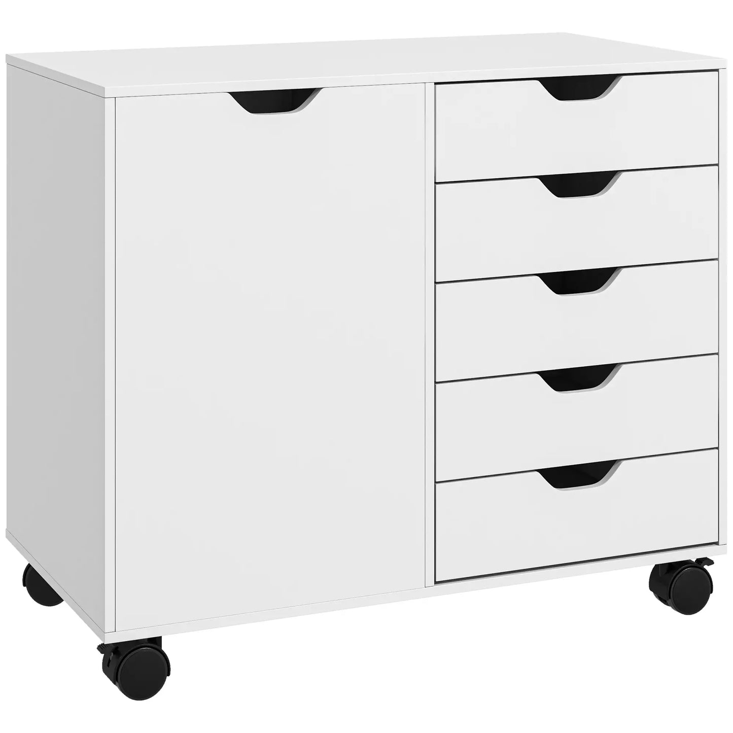 Mobile 5-Drawer Filing Cabinet, Door, Adjustable Shelf, Rolling Storage Cabinets at Gallery Canada