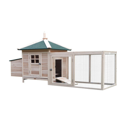 77" Chicken Coop Hen House Rabbit Hutch Poultry Cage Pen Outdoor Backyard with Nesting Box Run Natural at Gallery Canada