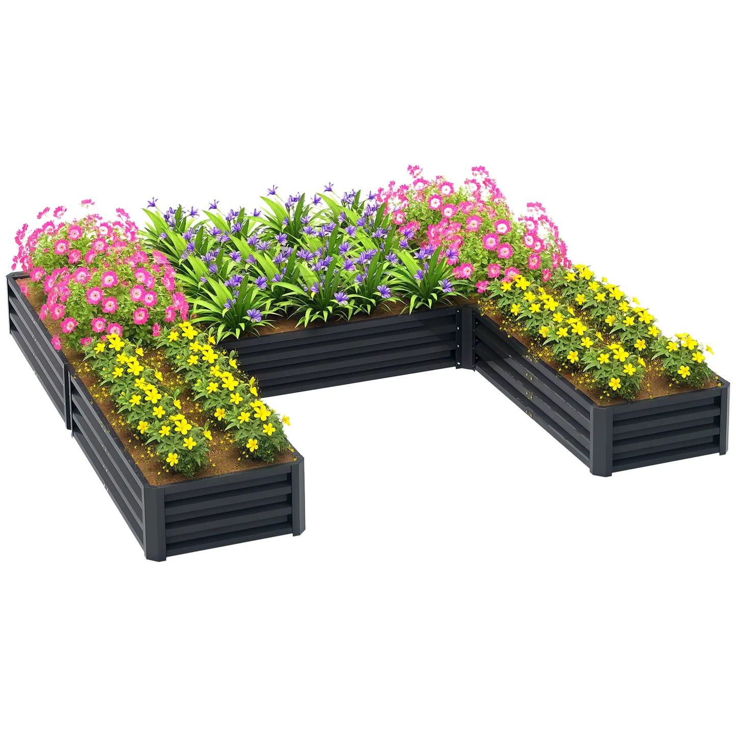Steel Raised Garden Bed, Set of 5, 8x8x1ft, Dark Grey Raised Garden Beds at Gallery Canada
