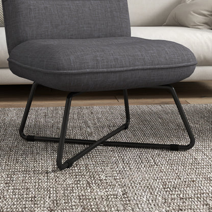 Armless Accent Chair, Upholstered Side Chair for Living Room with Crossed Steel Legs, Dark Grey - Gallery Canada