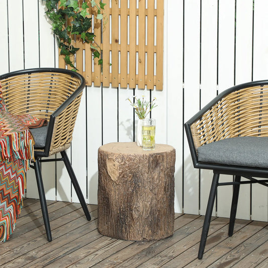 Tree Stump Garden Stool, 15" Outdoor Side Table, Brown Side Tables Brown at Gallery Canada