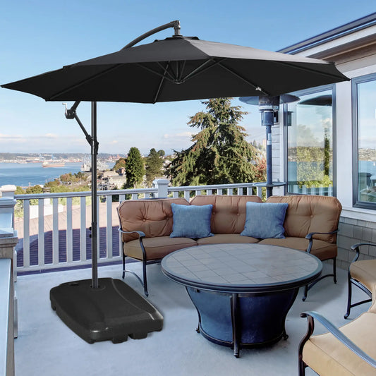 Offset Umbrella Base, Square, Water Sand Filled, 165 lbs, Black Umbrella Bases Black at Gallery Canada