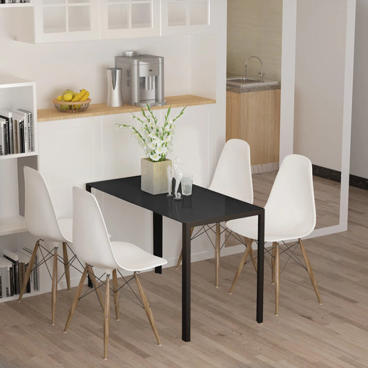 Rectangular Kitchen Table for 4, Tempered Glass Tabletop, Black Bar Tables & Dining Tables Black at Gallery Canada