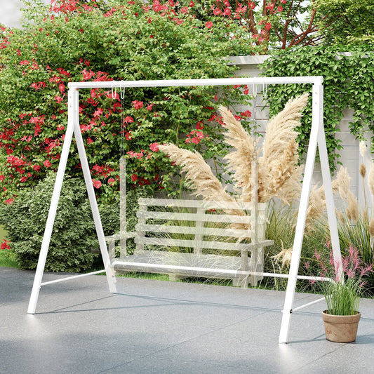 Metal Swing Stand, Hanging Chair Frame, 528 LBS, Backyard, Patio, Lawn, White Hammock Stands White at Gallery Canada