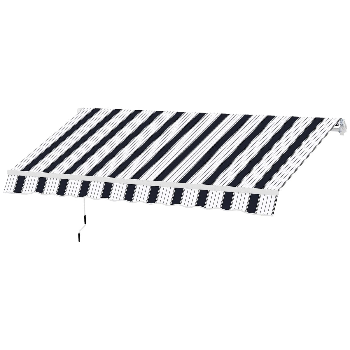 8' x 7' Retractable Awning, UV Water-Resistant Fabric, Aluminum Frame, Blue White, Blue Deck Awnings at Gallery Canada
