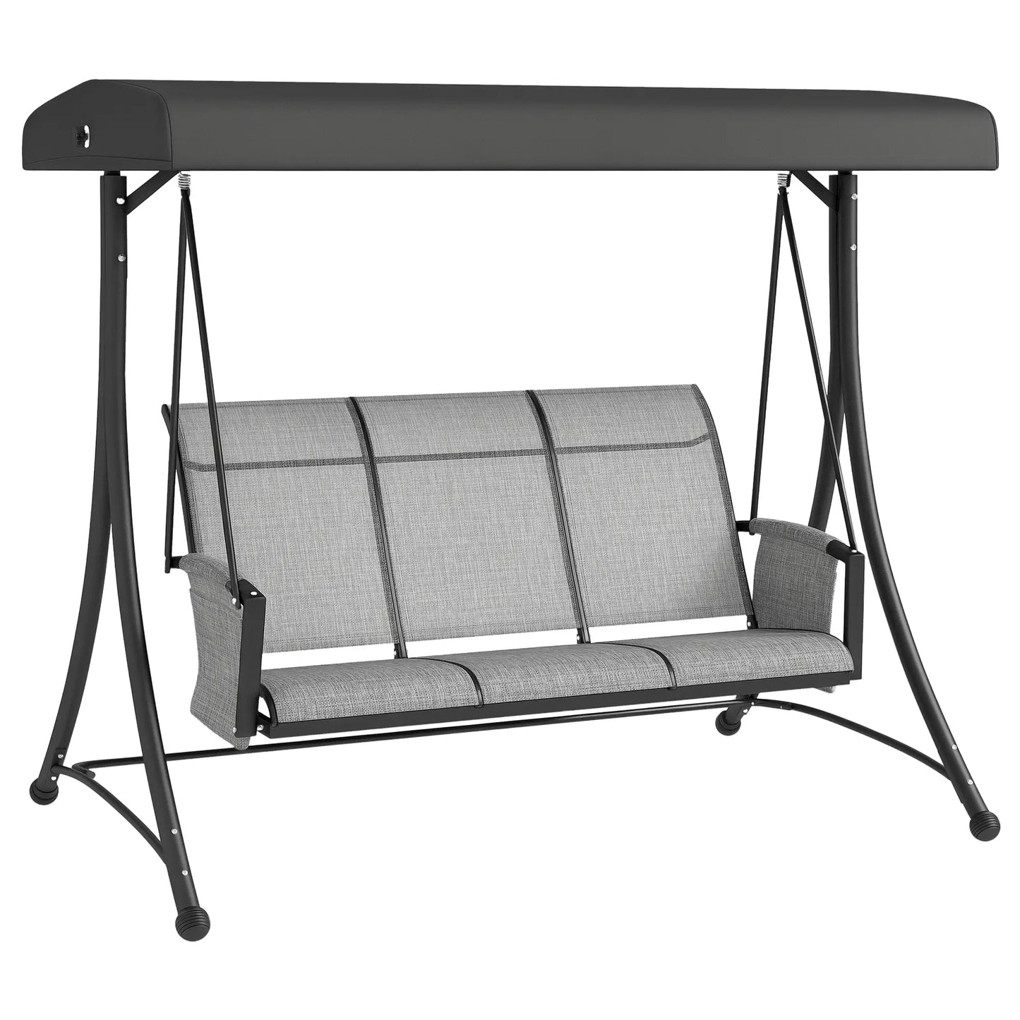 3 Person Porch Swing, Adjustable Canopy, Mixed Grey, Grey Porch Swings with Canopy at Gallery Canada