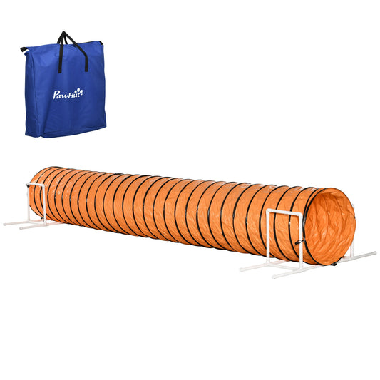 Dog Tunnel, 13 Foot Long, 24" Open Pet Agility Equipment with 2 Support Brackets, Carrying Bag, Orange at Gallery Canada