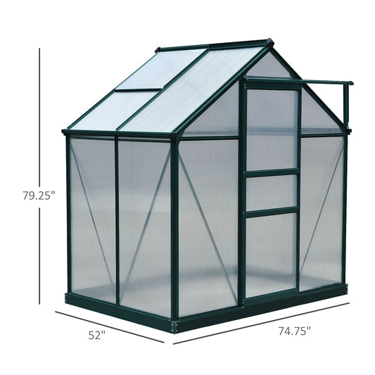 6.2' x 4.3' x 6.6' Clear Polycarbonate Greenhouse Large Walk-In Green House Garden Plants Grow Galvanized Base Aluminium Frame w/ Slide Door - Gallery Canada
