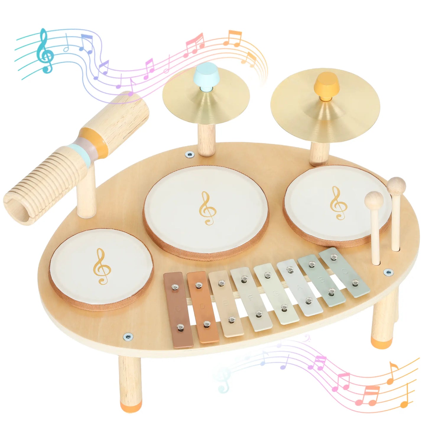 Toddler Drum Set, 4-In-1 Musical Instruments, Natural Wood Electronic Musical Pianos at Gallery Canada