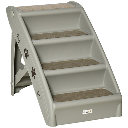 4-Level Portable Dog Stairs, Foldable Dog Steps for Small Dogs, Lightweight Cat Steps, with Nonslip Soft Mats, for High Bed, Sofa, Grey - Gallery Canada