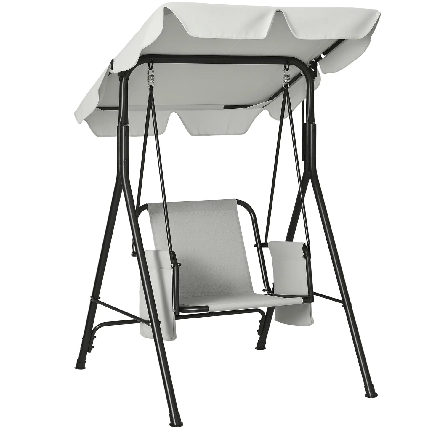 1-Seat Outdoor Porch Swing Patio Swing with Adjustable Canopy, Removable Seat and Back Cushion for Garden, Poolside Patio Swings with Stand at Gallery Canada