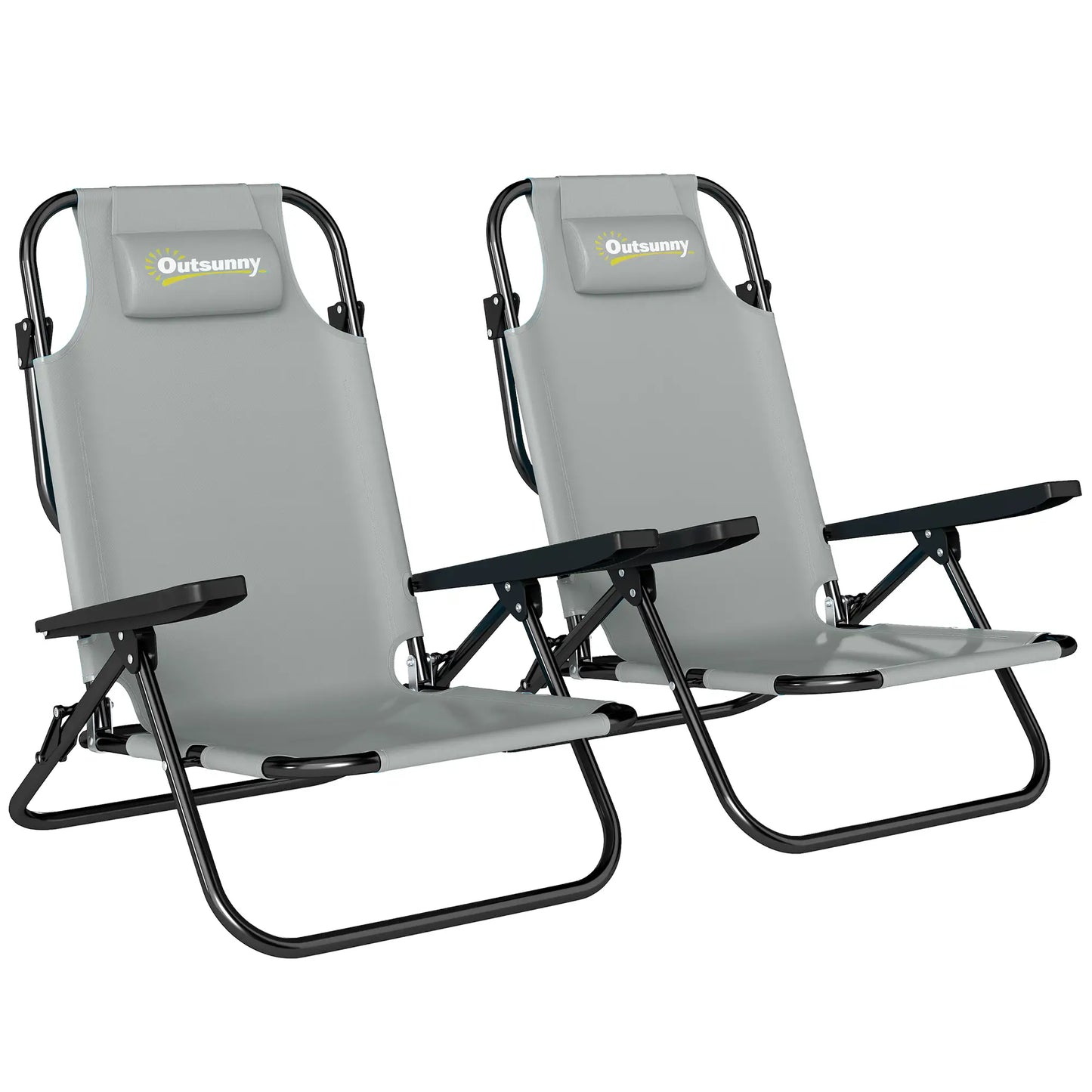 2 Beach Chair, 5-Position Adjustable, Folding Camping Chair, Light Grey Beach Accessories at Gallery Canada