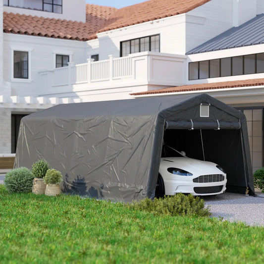 11' x 20' Portable Garage, Heavy Duty Carport Canopy, Dark Grey Car Shelters Dark Grey at Gallery Canada