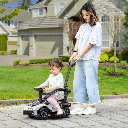 3 in 1 Ride on Push Car for Toddlers, Safety Footrest Horn, White Push Cars for Toddlers White, Black at Gallery Canada