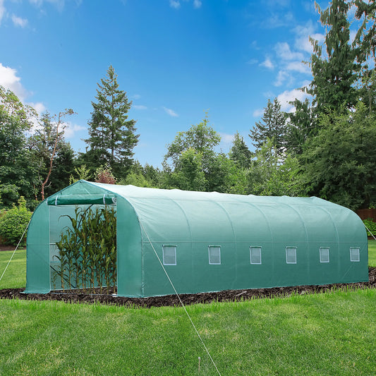 26' x 10' x 7' Walk-In Greenhouse, Garden Plant Grow Tent, Steel Frame, Green Walk In Greenhouses Green at Gallery Canada