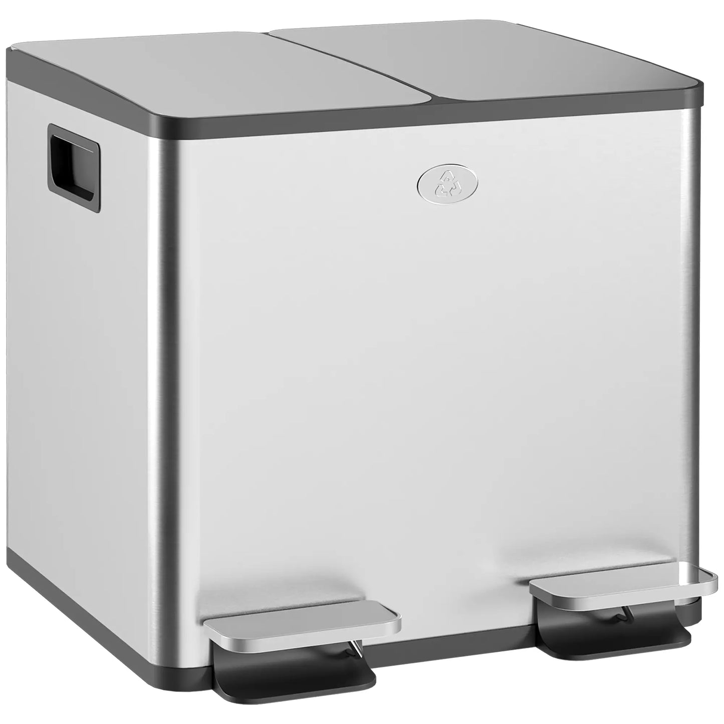 Dual Garbage Bin, Soft Close Trash Can, 2 x 15 Liter, Silver Household Supplies at Gallery Canada