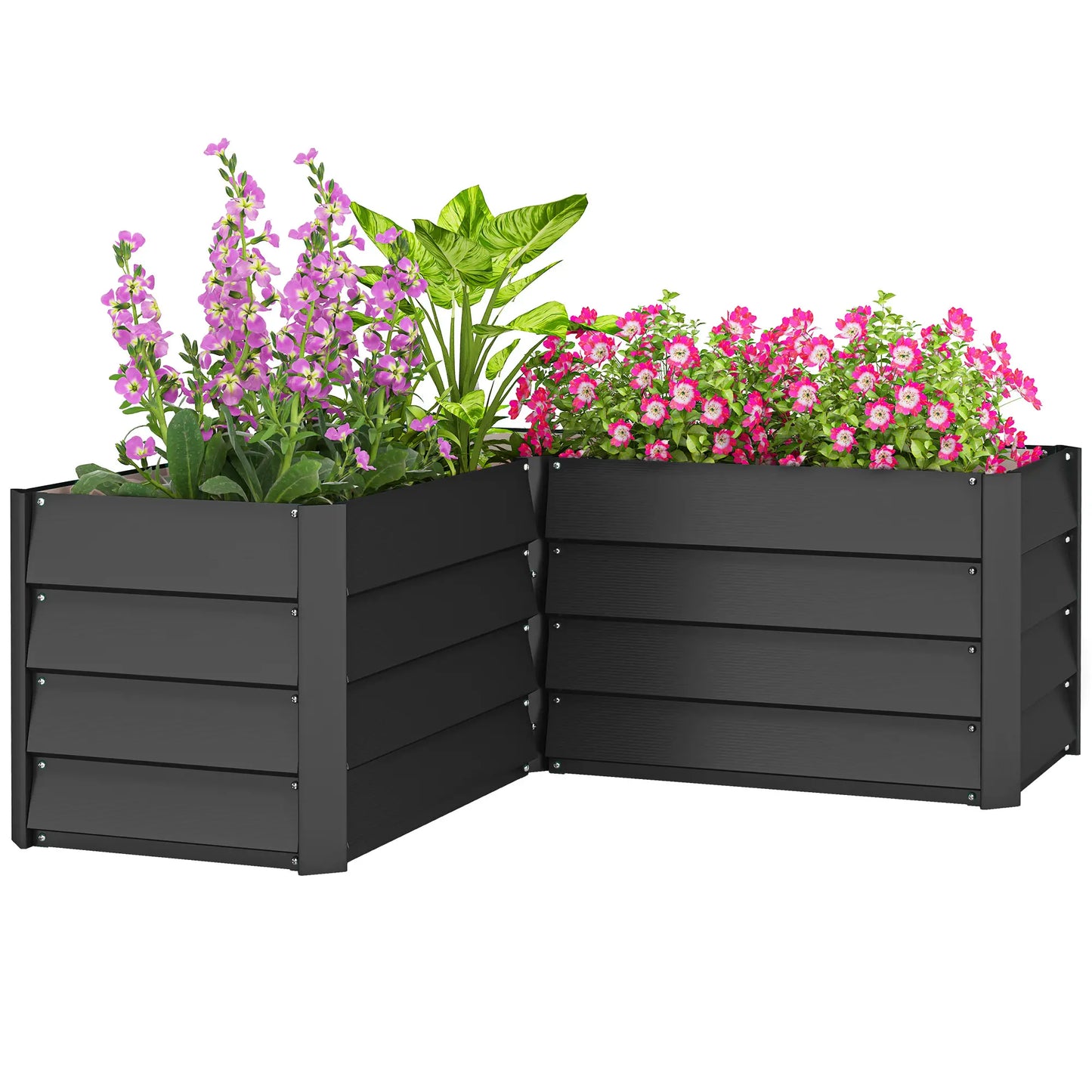 45" x 45" x 17" L-Shaped Galvanized Steel Raised Garden Bed, Dark Grey Raised Garden Beds at Gallery Canada