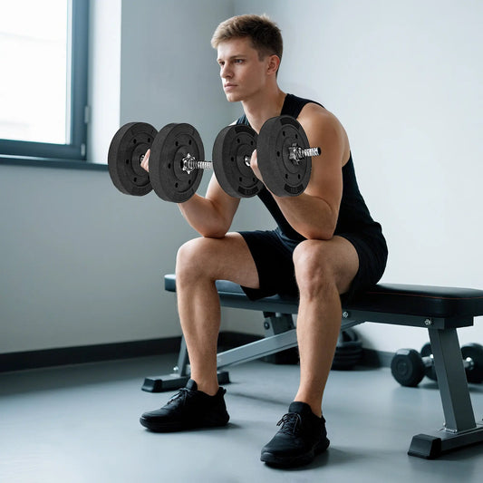 Weight Plates Set, 1-Inch Barbell, 4 x 11 lbs Dumbbells & Barbells Black at Gallery Canada