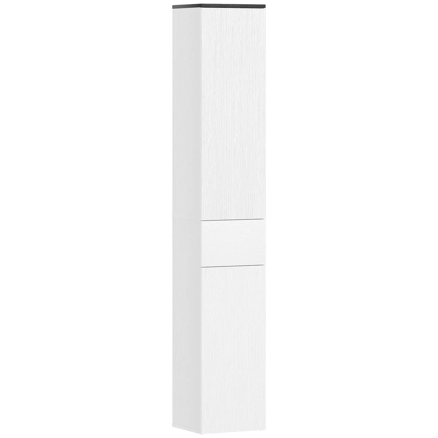 Tall Bathroom Cabinet, 2 Cupboards And Drawer, Adjustable Shelves, White Freestanding Bathroom Cabinets at Gallery Canada