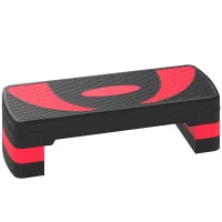 Adjustable Aerobic Stepper, Exercise Step Platform, 4"-6"-8", Red