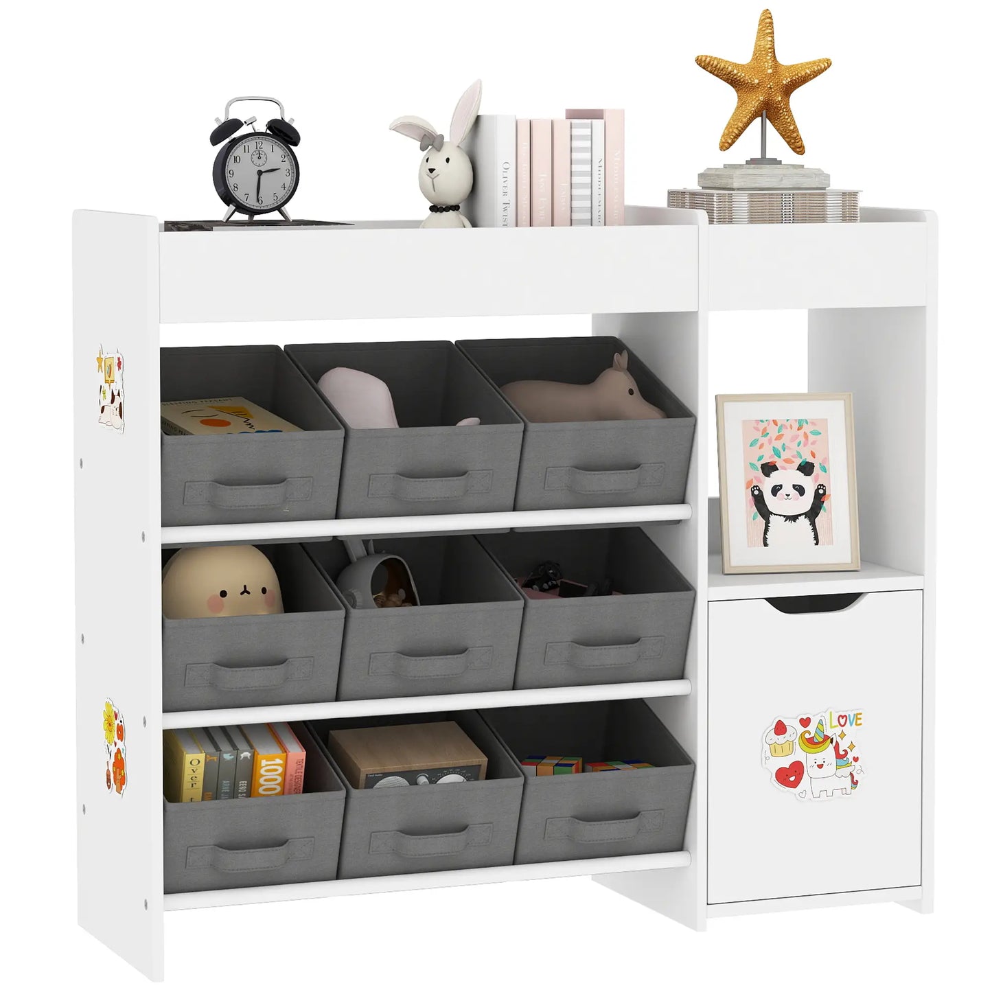 Toy Storage Organizer, 9 Non-Woven Fabric Boxes, White Bookshelves & Bookcases at Gallery Canada