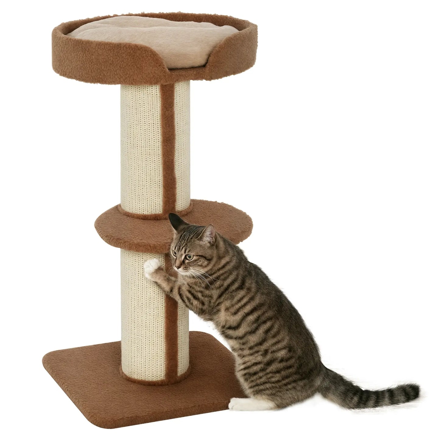Cat Tree with Scratching Post, Bed, Cushion, Perch, 18" x 18" x 36", Brown Cat Trees at Gallery Canada