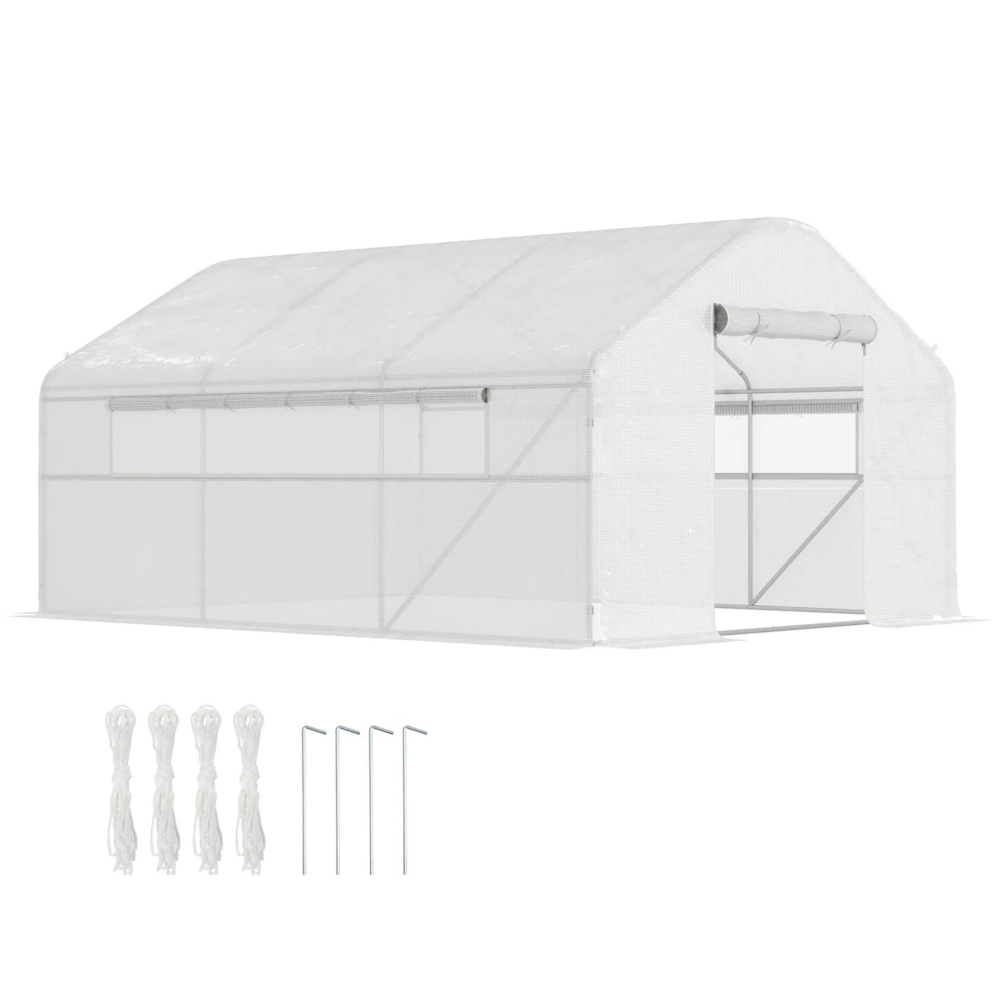 Walk-in Tunnel Greenhouse, Galvanized Steel Frame, 13' x 10' x 6.5', White