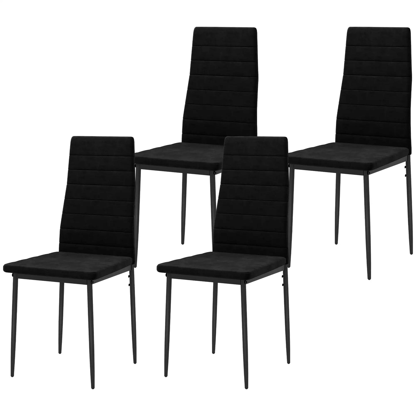 Modern Dining Chairs, Set of 4, High Back Upholstery, Metal Legs, Black Dining Chairs at Gallery Canada