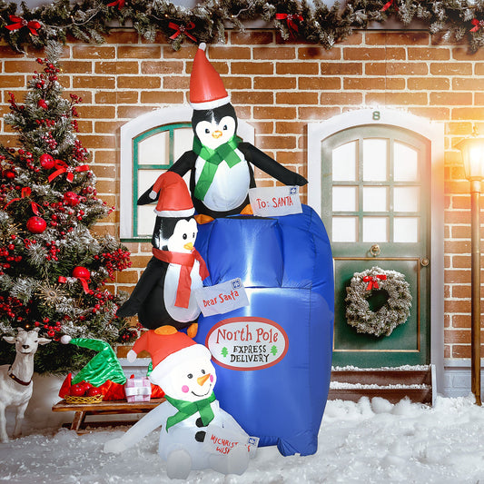 6' Christmas Inflatable Penguins Mailbox Scene with LED Lights Outdoor at Gallery Canada