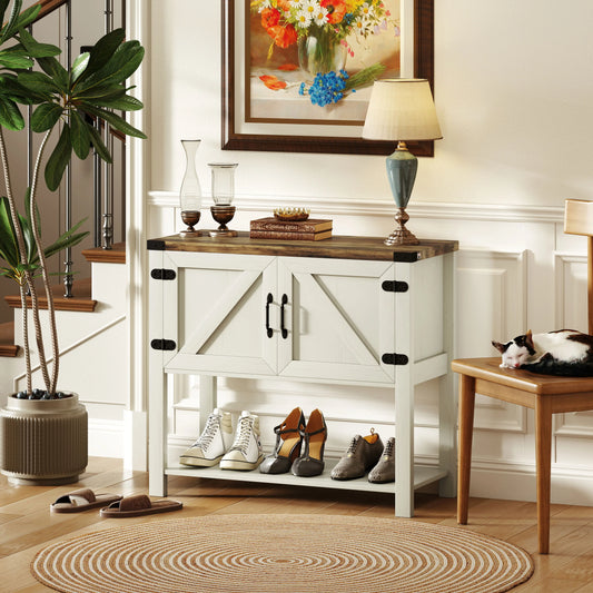 Farmhouse Kitchen Storage Cabinet, Free Standing Sideboard, White Storage Cabinets White at Gallery Canada