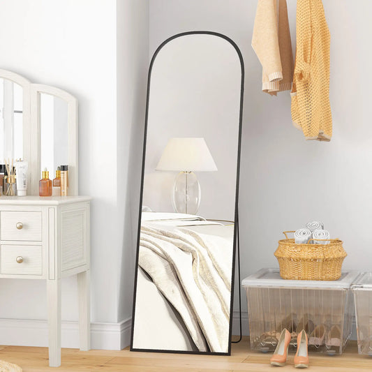 Arched Standing Mirror, 64" x 20", Full Length, Wall Mount, Black Full Length Mirrors Black at Gallery Canada