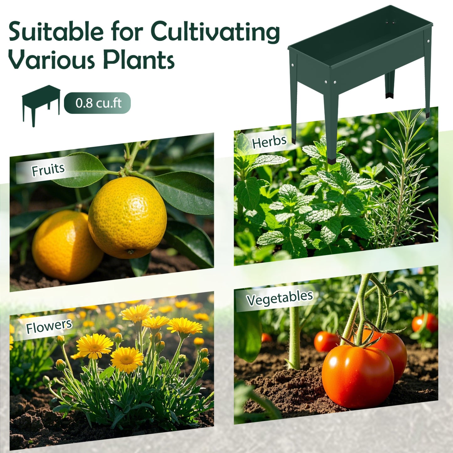 Raised Garden Bed, Elevated Metal Gardening Box With Legs, Green Raised Garden Beds at Gallery Canada
