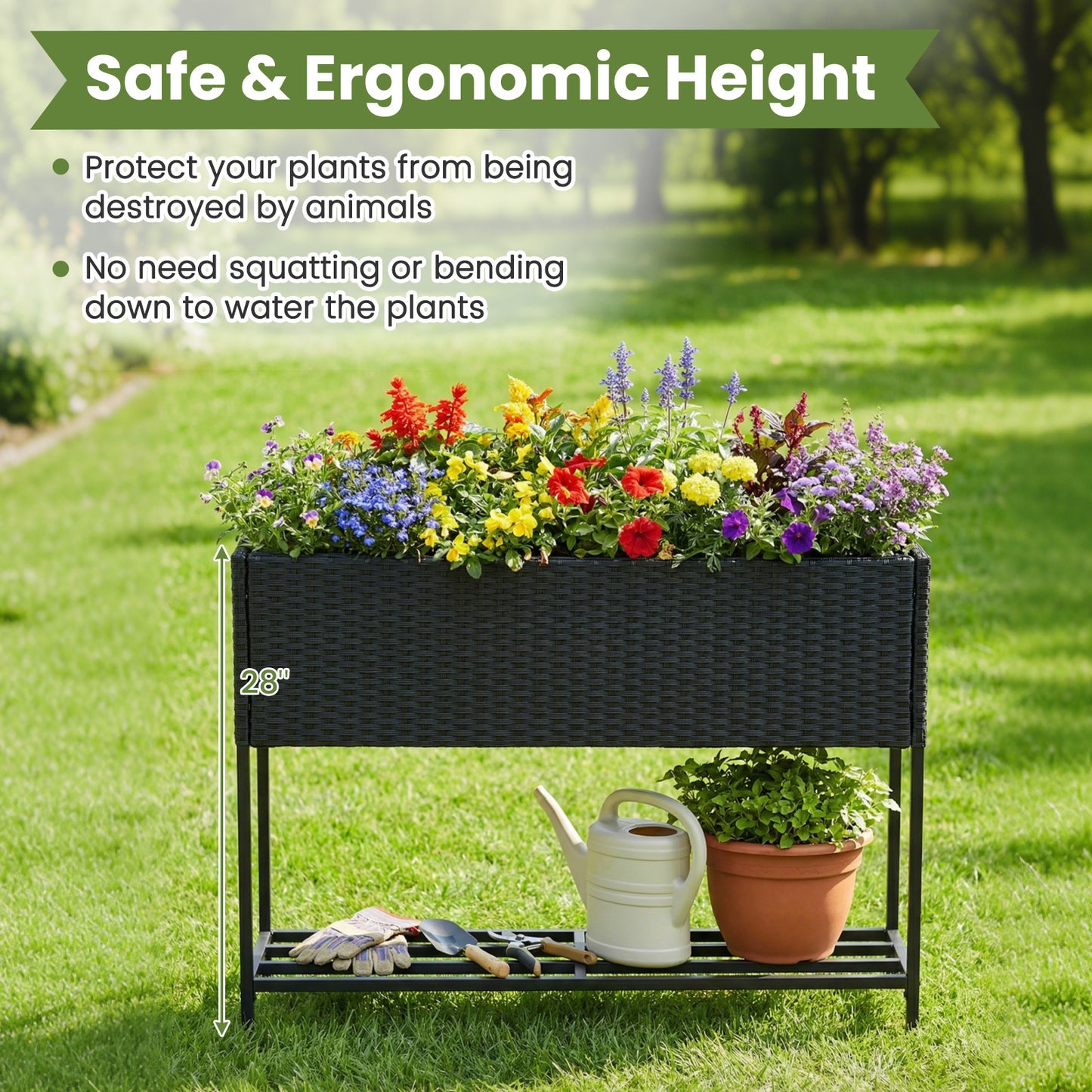 Raised Wicker Garden Bed With Storage Shelf, Removable Liner Raised Garden Beds at Gallery Canada