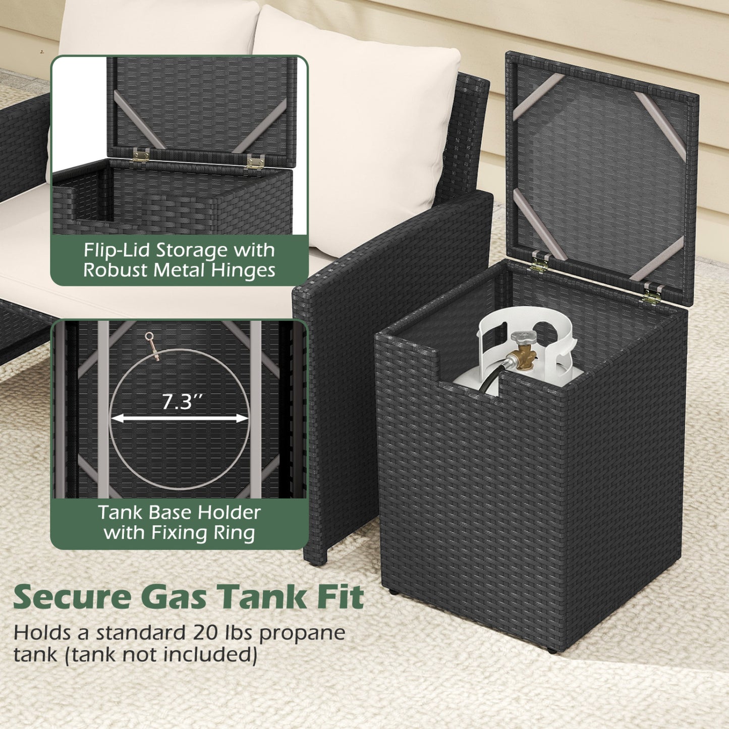 Rattan Propane Tank Cover, Patio Side Table, Black Fire Pit Tables at Gallery Canada