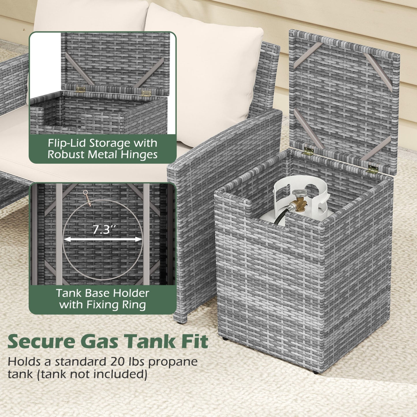 Rattan Propane Tank Cover, Patio Hideaway Tank Side Table, Gray Fire Pit Tables at Gallery Canada