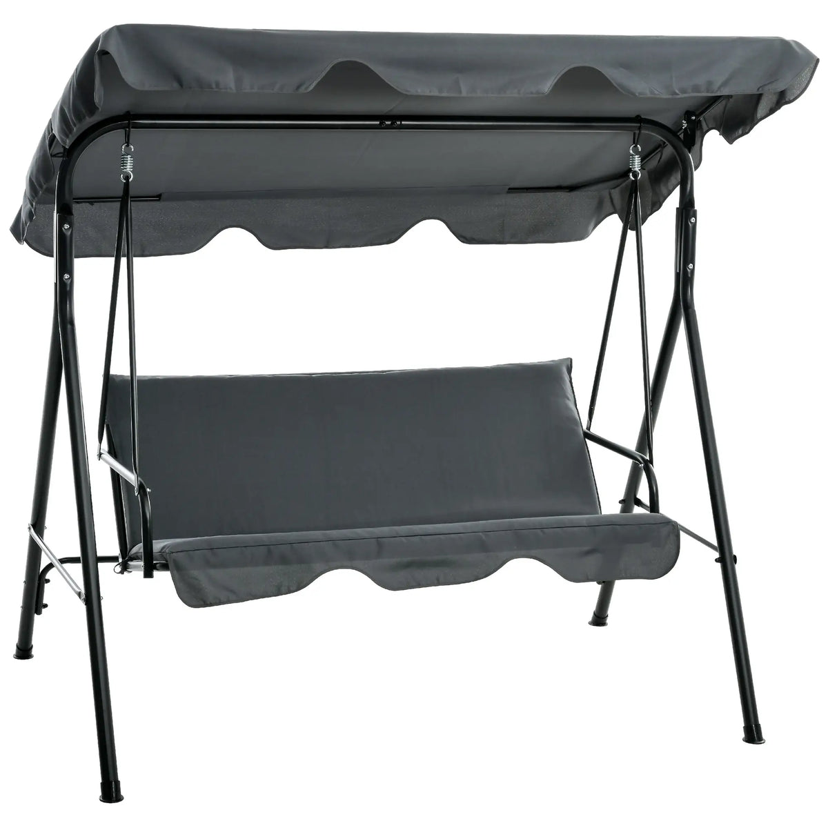3-Seater Outdoor Porch Swing, Adjustable Canopy, Grey Porch Swings with Canopy at Gallery Canada