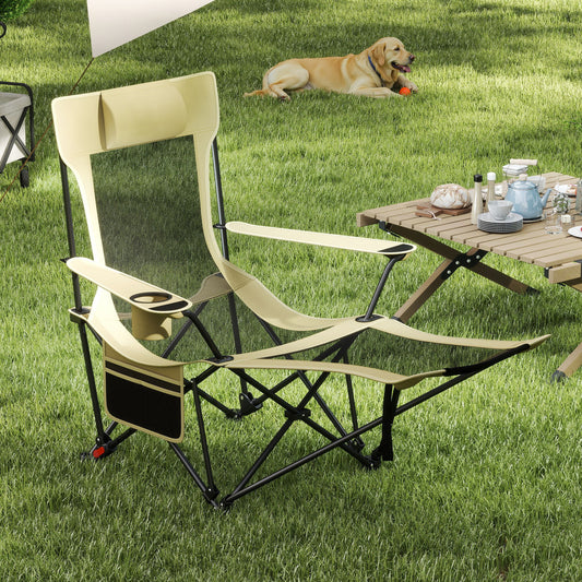 Reclining Camping Chair, Removable Footrest, Adjustable Backrest, Green Outdoor Green at Gallery Canada