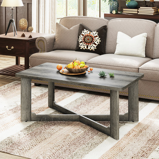 Rectangle Coffee Table Rubber Wood with X-Shaped Base, Gray Coffee Tables Gray at Gallery Canada