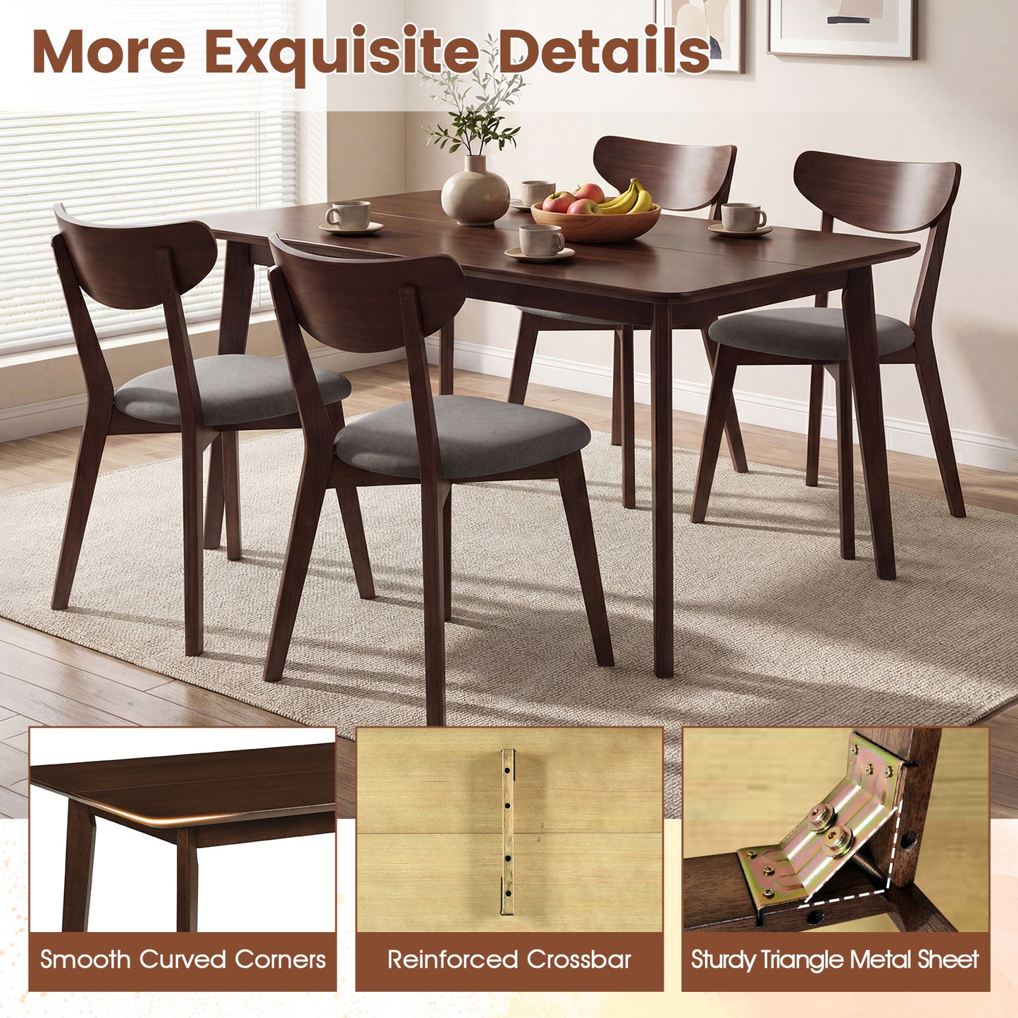 Rectangle Dining Table, 47", Seats 4-6, Walnut Dining Tables at Gallery Canada