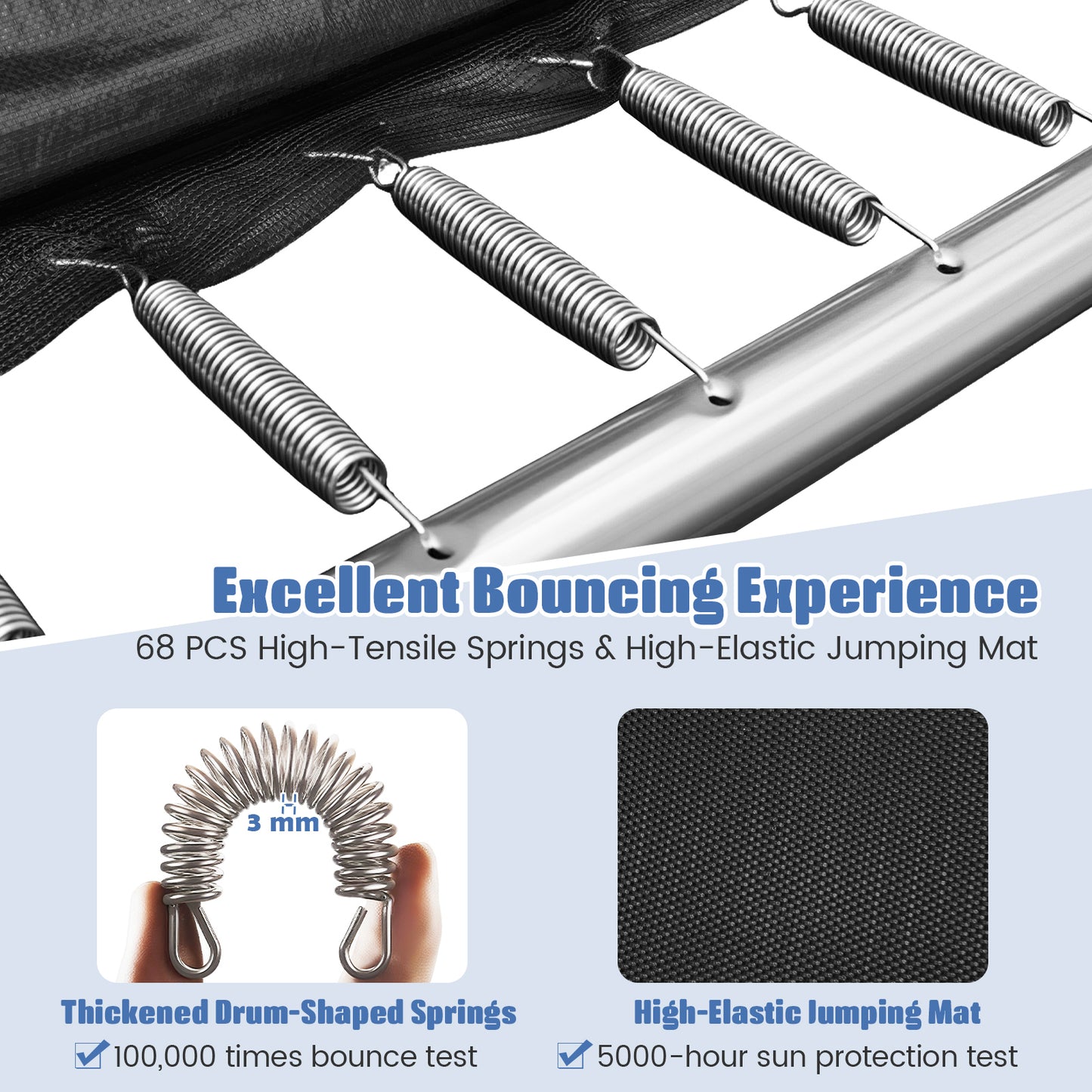 Rectangle Outdoor Trampoline 10 x 8 FT Heavy-Duty Trampoline with Basketball Hoop, Blue Trampolines at Gallery Canada