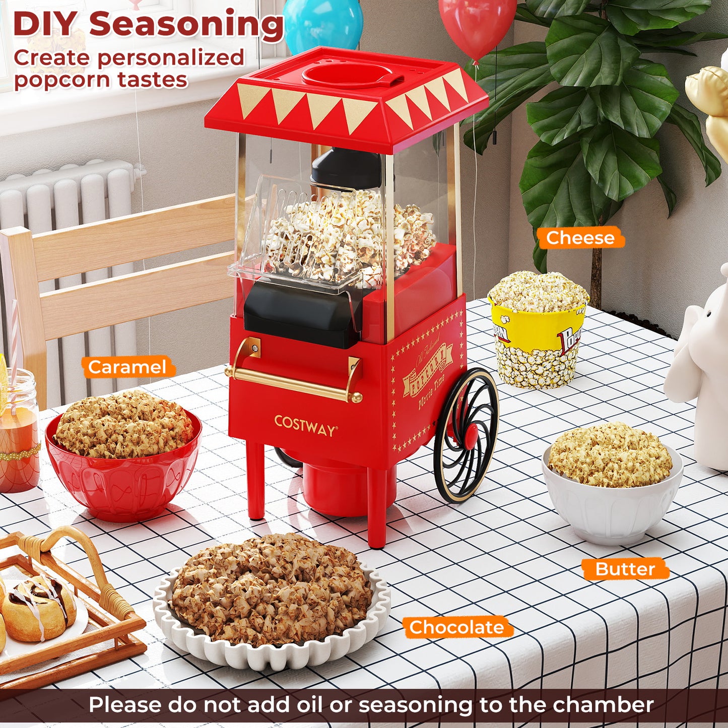 Retro Hot Air Popcorn Maker 1200W, Red Small Appliances at Gallery Canada