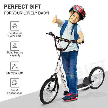 Youth Scooter Street Kick Scooter for Teens Kids Ride on Toy w/ 16'' Inflatable Wheel Dual Brakes for 5+ Year Old Black at Gallery Canada