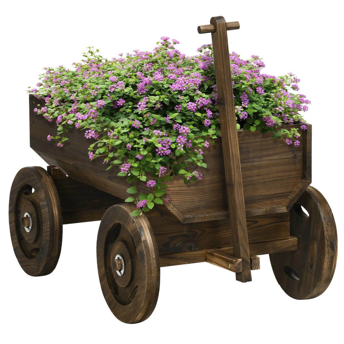 Wooden Raised Garden Bed, Flower Cart With Wheels, Outdoor Planters