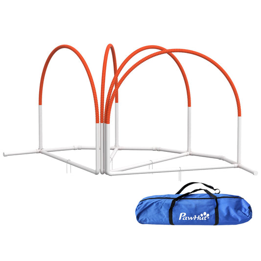 Dog Agility Kit Pet Obstacle Course Training Equipment Outdoor with Weave Poles, Carry Bag, Orange - Gallery Canada