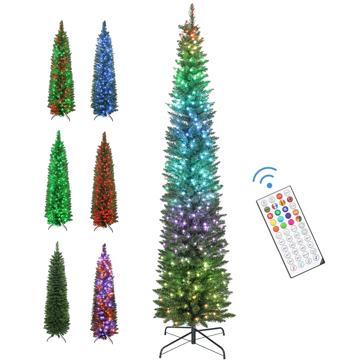 7.5ft Christmas Tree, Colorful DIY LEDs, Hinged Pencil, Remote, Timer, Green Pencil Christmas Trees at Gallery Canada