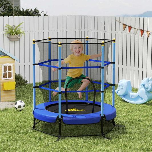 Trampoline pour Enfants avec Filet de Sécurité, 3-10 Ans, Bleu